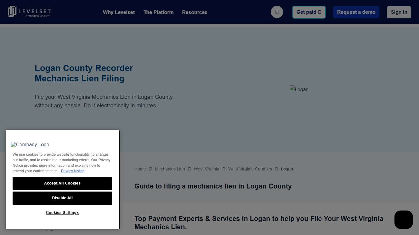 Logan County Recorder, West Virginia Mechanics Lien Filing Levelset