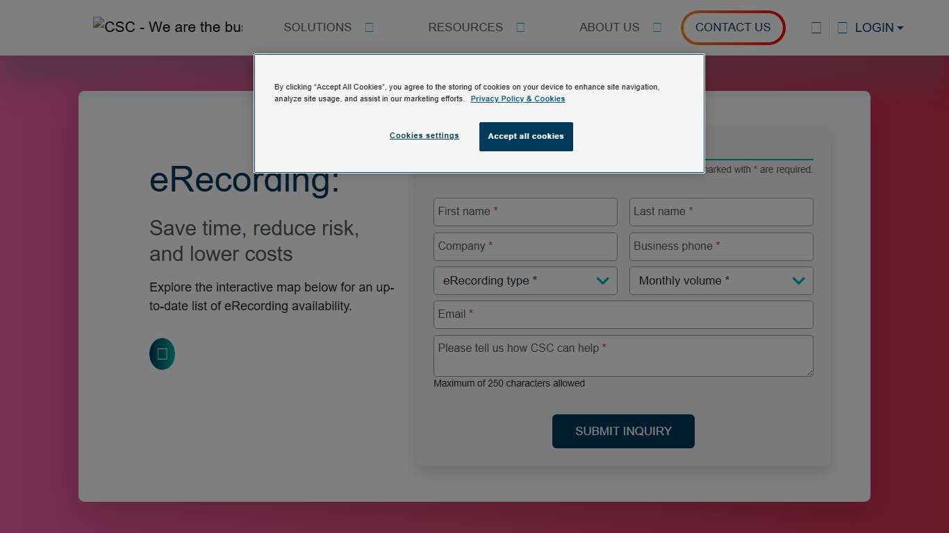 CSC eRecording.com Nationwide Document Recording Solutions CSC